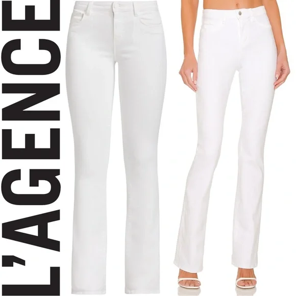 NWOT L'AGENCE Selma High Rise Sleek Baby Boot Jeans Blanc Size 25 Revolve $255 - Picture 2 of 14